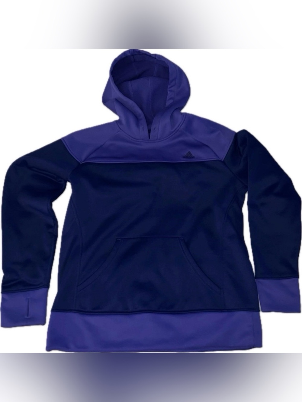 adidas Navy and Purple Colorblock Pullover Hoodie